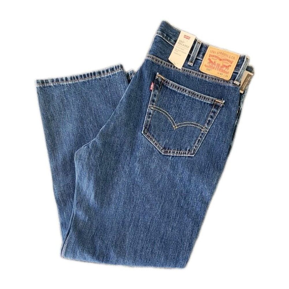 Levis 550 Jeans Mens Size 40 x 32 Blue Relaxed Fit Tapered Leg Dark Wash NEW